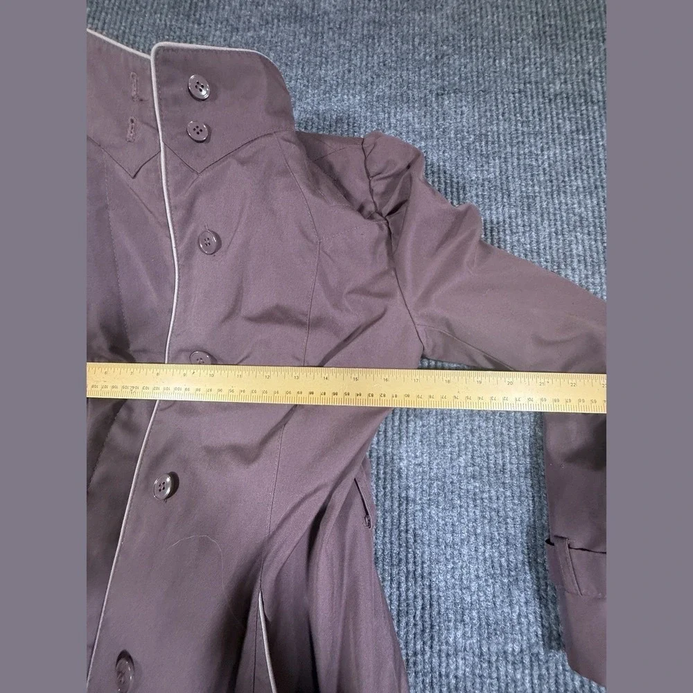 J. Gallery Womens Mauve Long Trench Coat Size 10/11 Lined Vintage Made in Korea